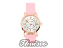 Modische Kristall Quartz Armbanduhr für Frauen  pink